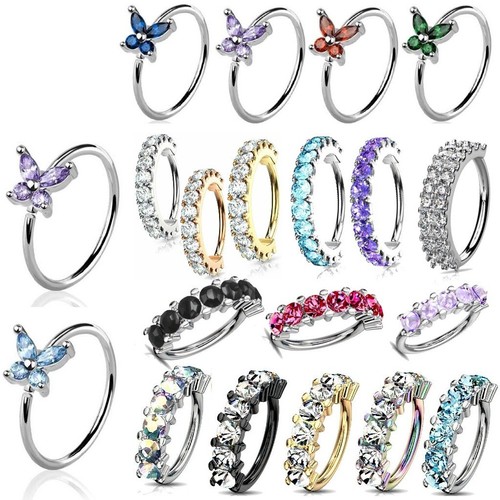 Gem hoop nose lip cartilage - lip,